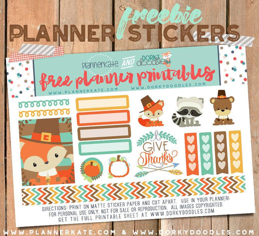 Free Thanksgiving Planner Stickers - Dorky Doodles