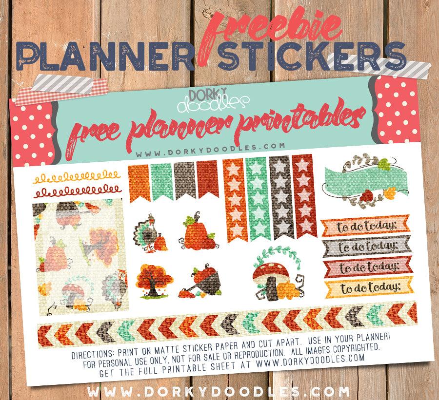 Free Thanksgiving Planner Stickers Printable – Dorky Doodles