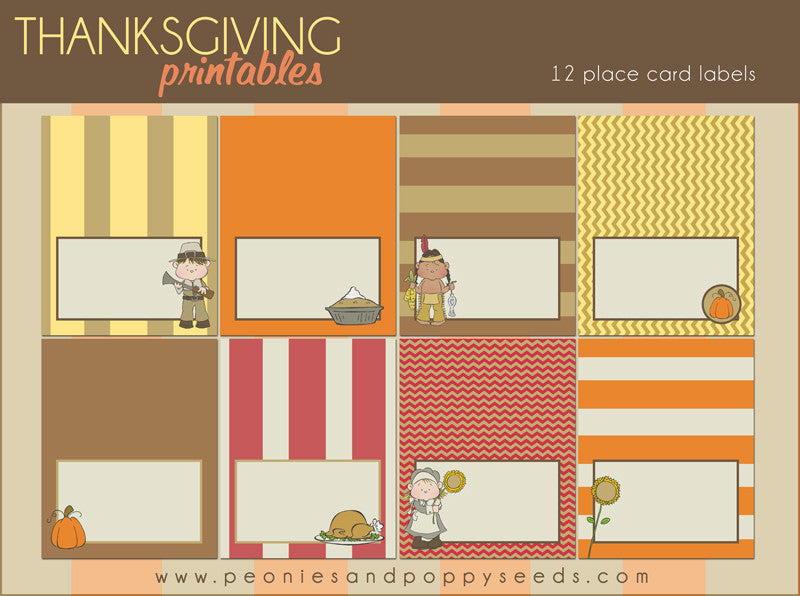Free Thanksgiving Printable Place Cards