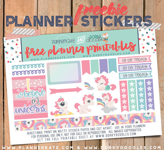 Free Unicorn Planner Sticker Printable - Dorky Doodles