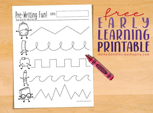 Free Writing Practice Printable - Dorky Doodles