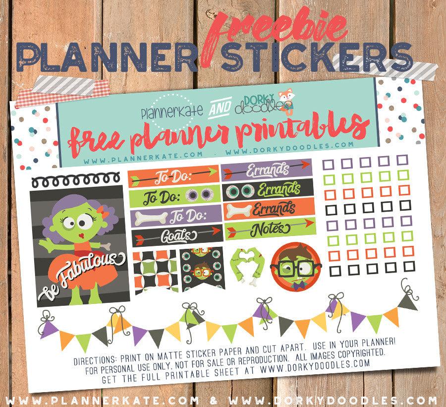 Free Zombie Planner Stickers Printable - Dorky Doodles