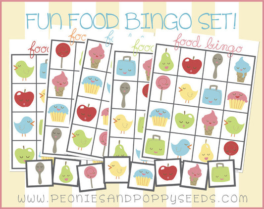 Fun Food Bingo Game Printable - Dorky Doodles