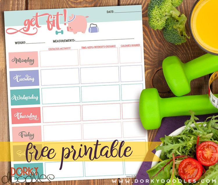 Get Fit Printable Exercise Tracker – Dorky Doodles