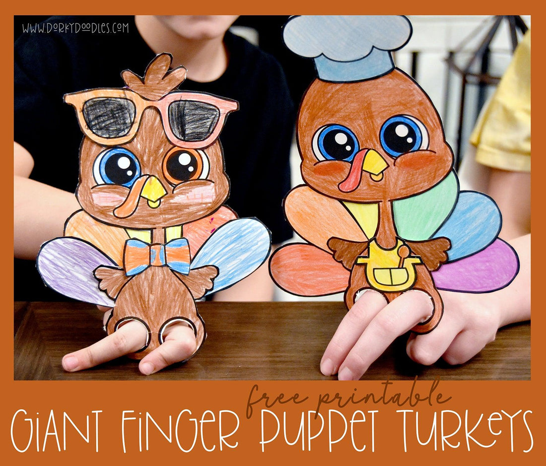 Giant Finger Puppet Turkeys - Free Printable! - Dorky Doodles