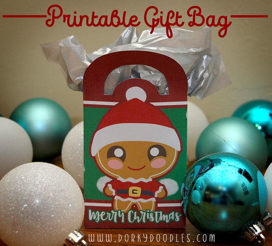 Gingerbread Christmas Gift Bag Printable - Dorky Doodles