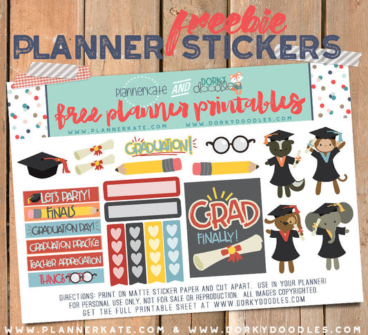 Graduation Planner Sticker Freebie - Dorky Doodles