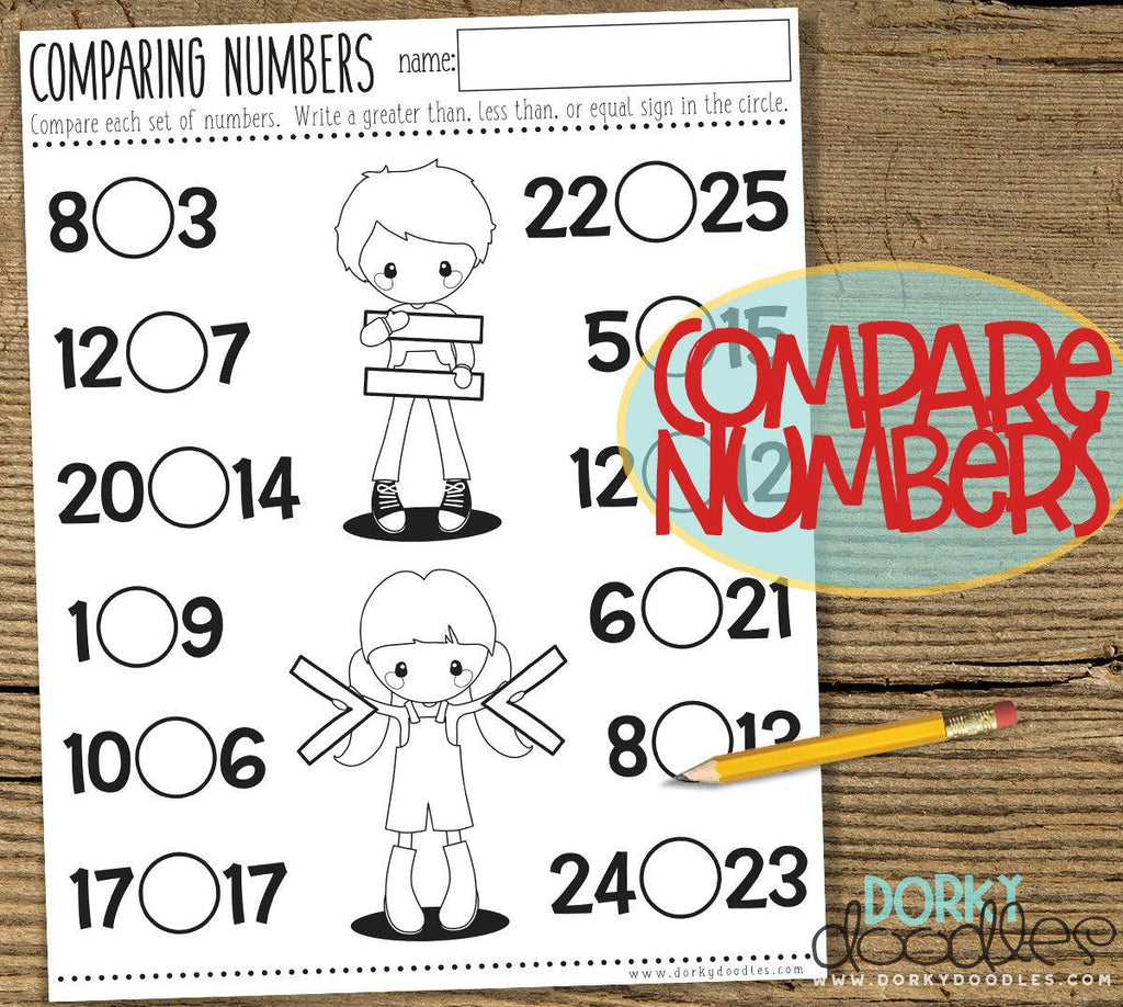 Greater or Less Than - Comparing Numbers Printable