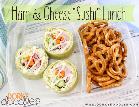 Ham and Cheese "Sushi" Lunch Tutorial - Dorky Doodles