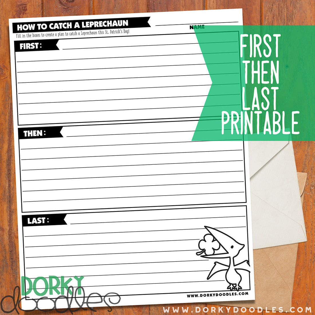 How to Catch a Leprechaun - Free Writing Practice Worksheet - Dorky Doodles