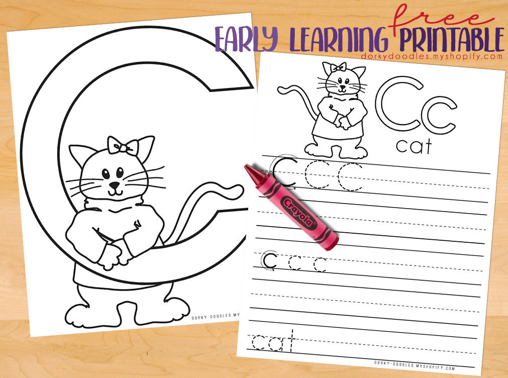 Letter Practice: C Worksheets - Dorky Doodles