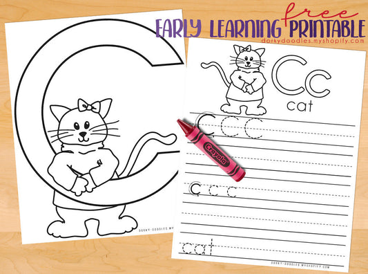 Letter Practice: C Worksheets - Dorky Doodles