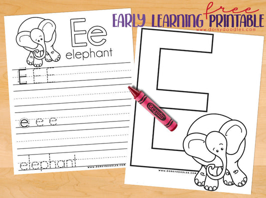 Letter Practice: E Worksheets - Dorky Doodles