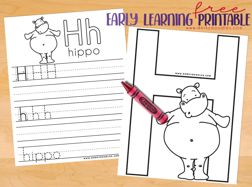 Letter Practice: H Worksheets - Dorky Doodles