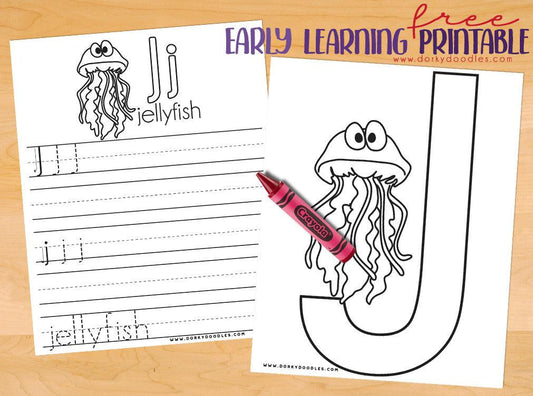 Letter Practice: J Worksheets - Dorky Doodles