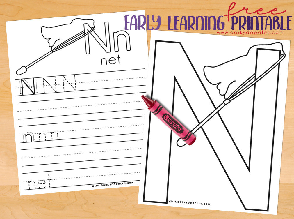 Letter Practice: N Worksheets - Dorky Doodles