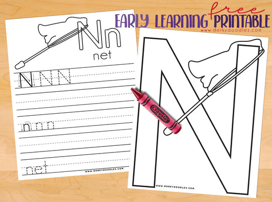 Letter Practice: N Worksheets - Dorky Doodles