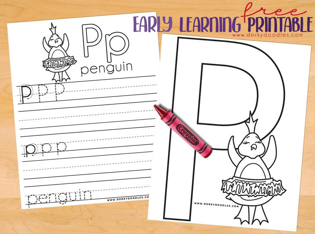 Letter Practice: P Worksheets - Dorky Doodles