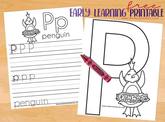 Letter Practice: P Worksheets - Dorky Doodles