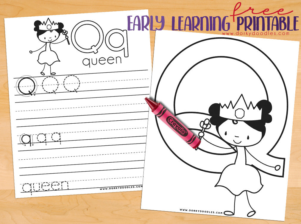 Letter Q Writing Practice Printables - Dorky Doodles