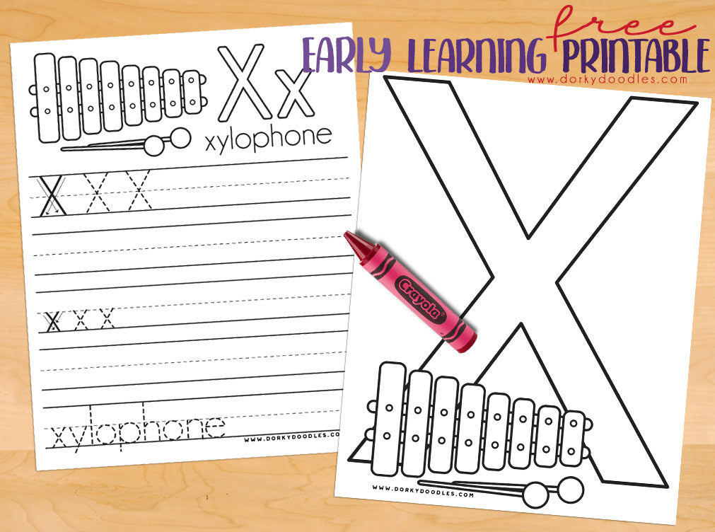 Letter X Coloring Page and Writing Practice