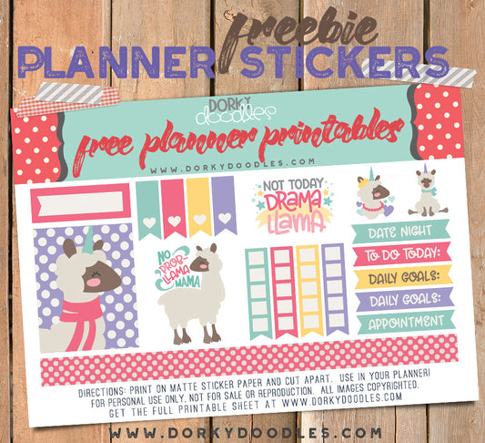 Llama Planner Stickers Freebie - Dorky Doodles