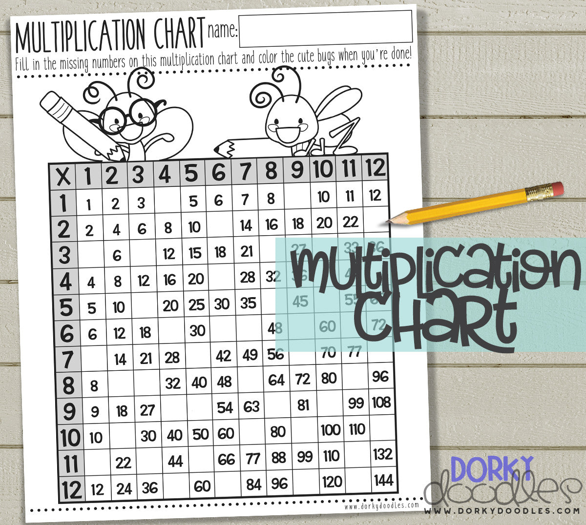 Multiplication Chart Printable Worksheet Dorky Doodles