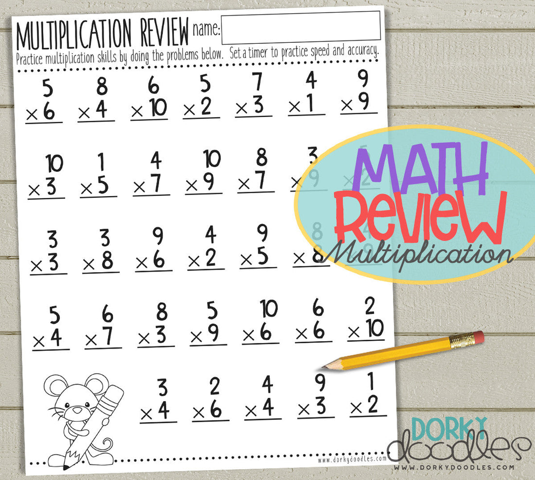 Multiplication Review - Free Printable Worksheet - Dorky Doodles