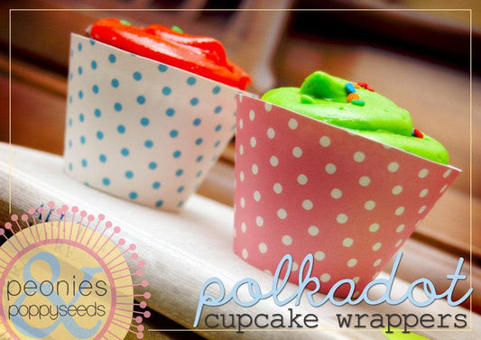 Polkadot Cupcake Wrappers - Dorky Doodles