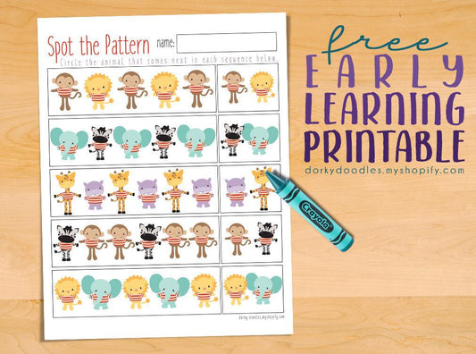 Preschool Pattern Recognition Printable - Dorky Doodles