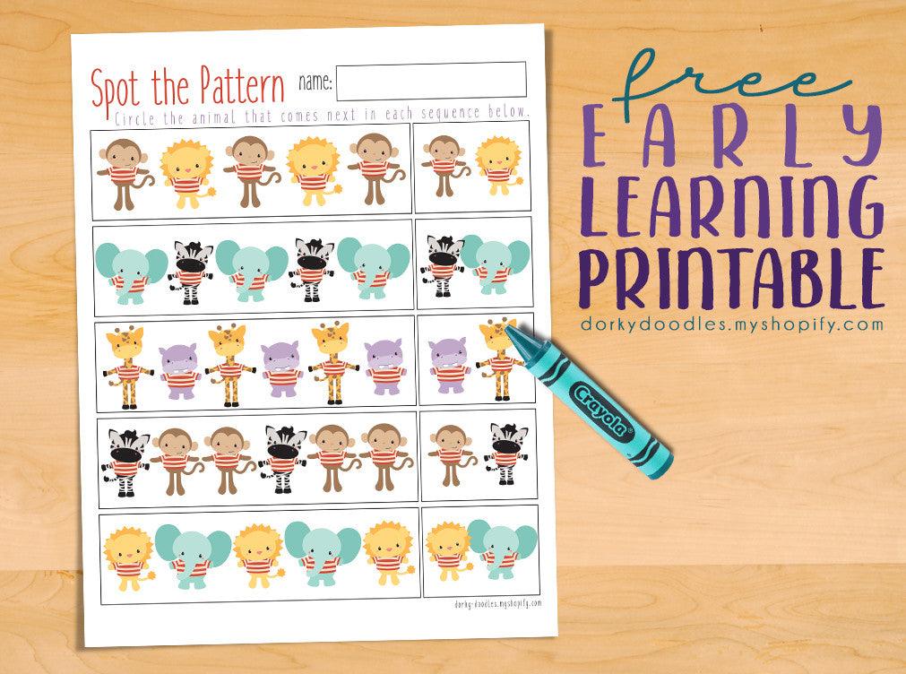 Preschool Pattern Recognition Printable