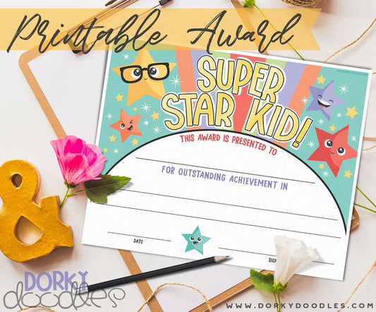 Printable Award Certificate for Kids - Dorky Doodles