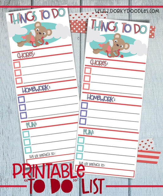 Printable Chore List for Kids - Valentine Edition - Dorky Doodles