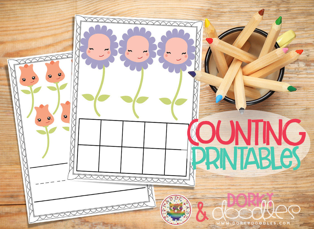 Printable Counting Worksheets for Spring - Dorky Doodles