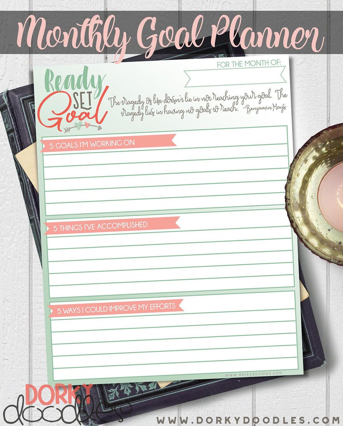 Printable Monthly Goal Planner for Bullet Journals - Dorky Doodles