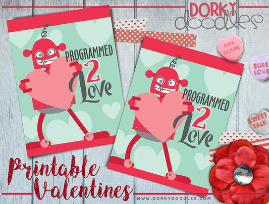 Printable Robot Valentines - Dorky Doodles