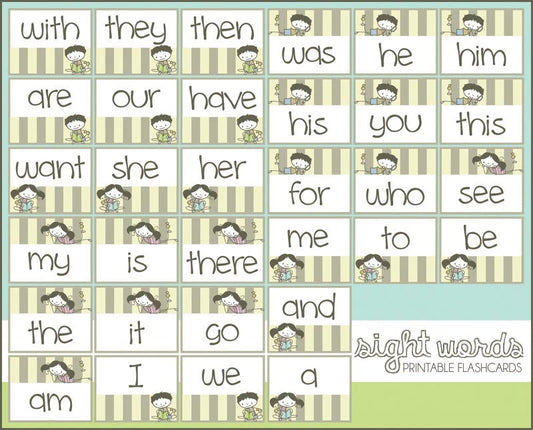 Printable Sight Words Flashcards - Dorky Doodles