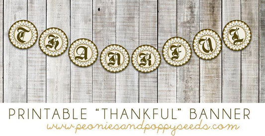 Printable "Thankful" Banner - Dorky Doodles