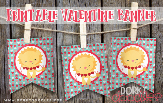 Printable Valentine Banner - Dorky Doodles