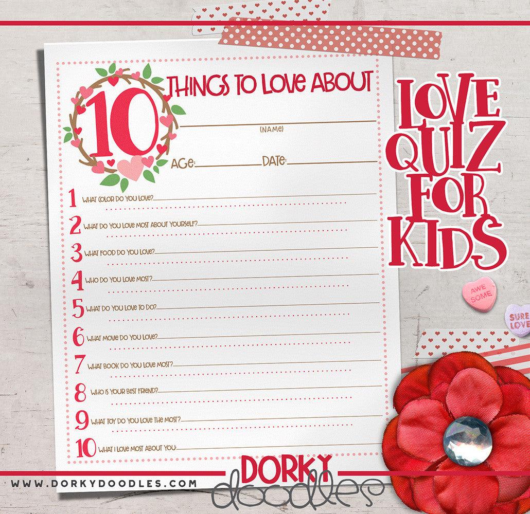 Printable Valentine Kid Quiz - Dorky Doodles