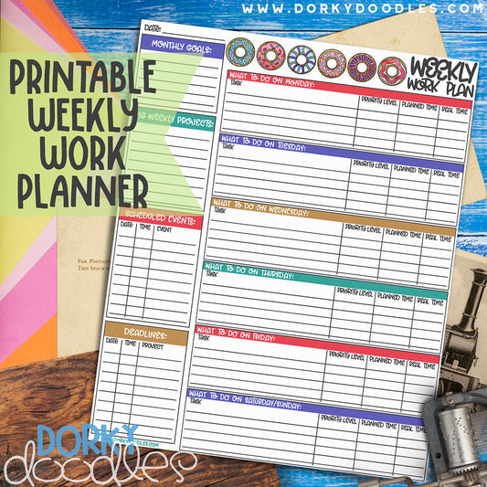 Printable Weekly Planner for Work and Home - Dorky Doodles