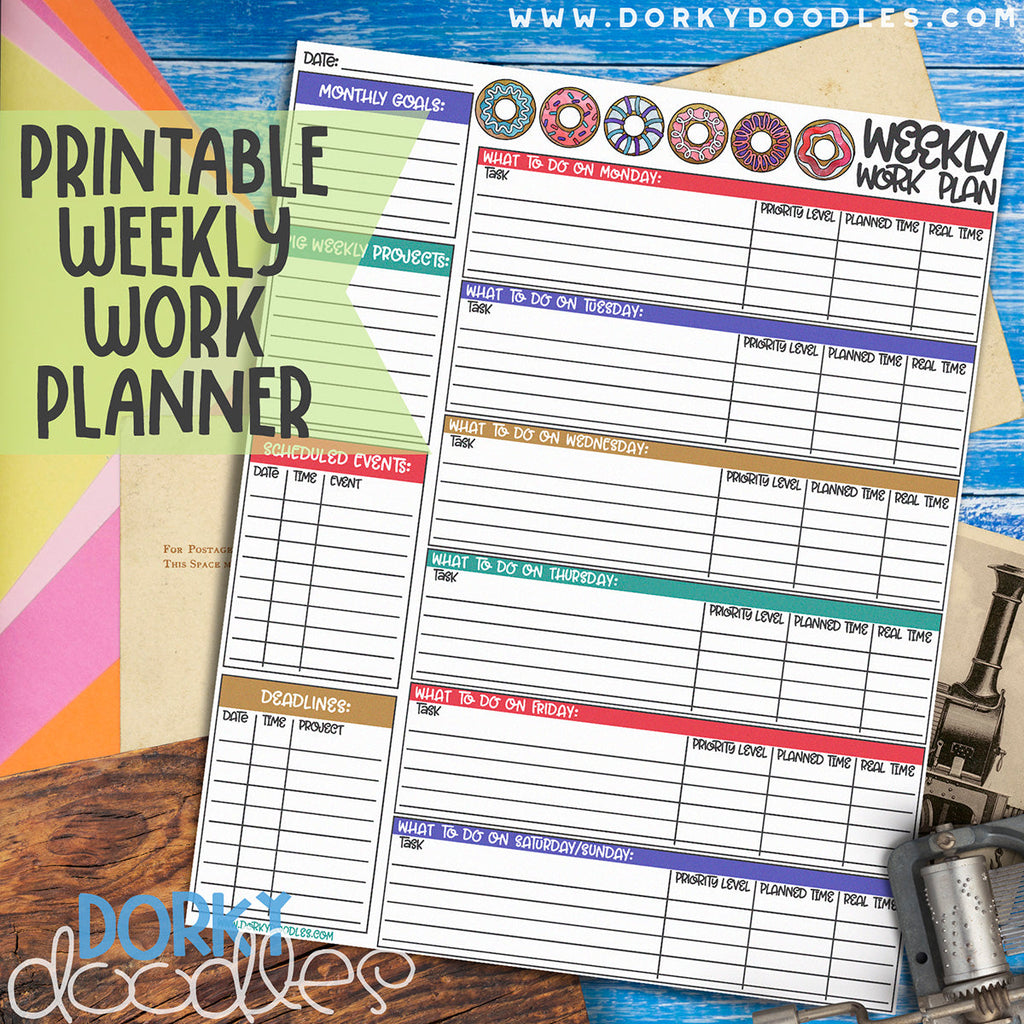 Printable Weekly Planner for Work and Home