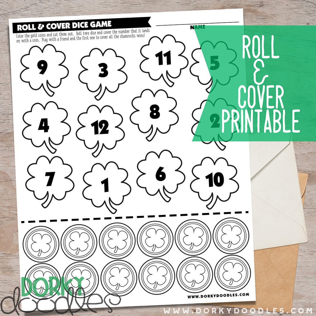 Roll and Cover Game for St. Patrick's Day - Dorky Doodles