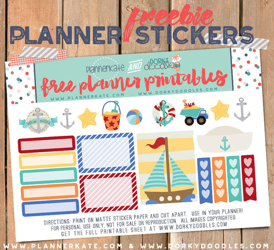 Sailing Planner Sticker Freebie - Dorky Doodles