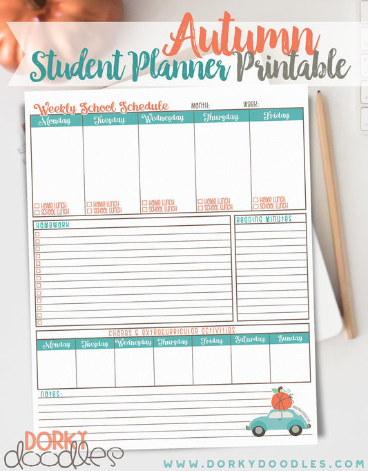 School Planner Printable - Dorky Doodles