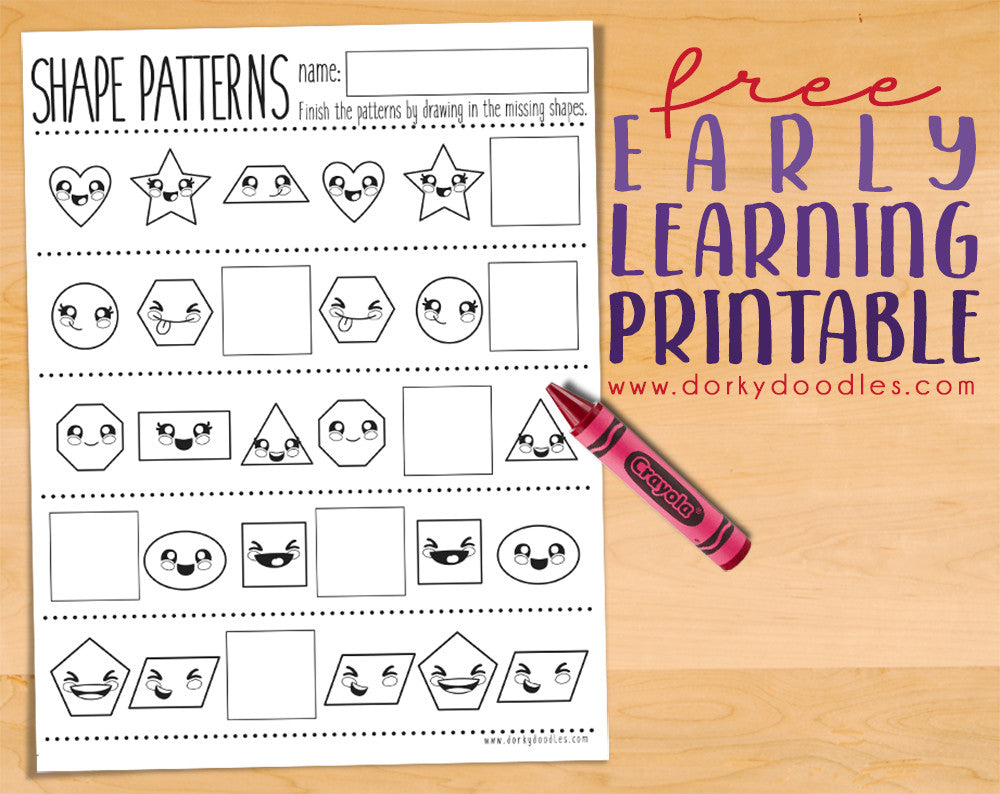 Shapes and Pattern Practice Printable Worksheet