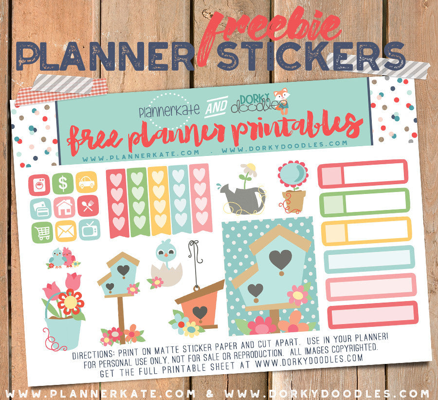 Spring Planner Sticker Printable Freebie - Dorky Doodles