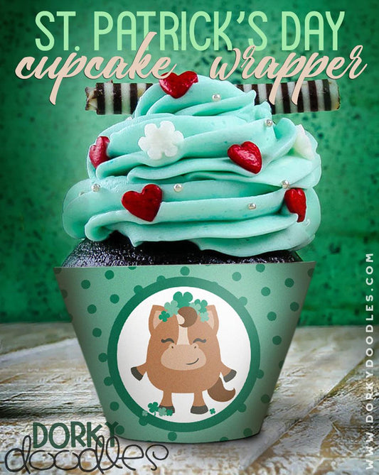 St Patrick's Day Cupcake Wrapper Printable - Dorky Doodles