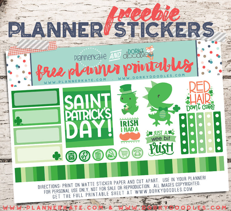 St. Patrick's Day Planner Stickers Freebie – Dorky Doodles