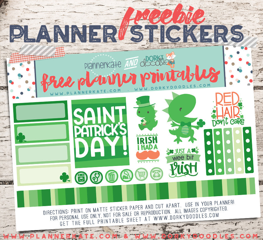 St. Patrick's Day Planner Stickers Freebie